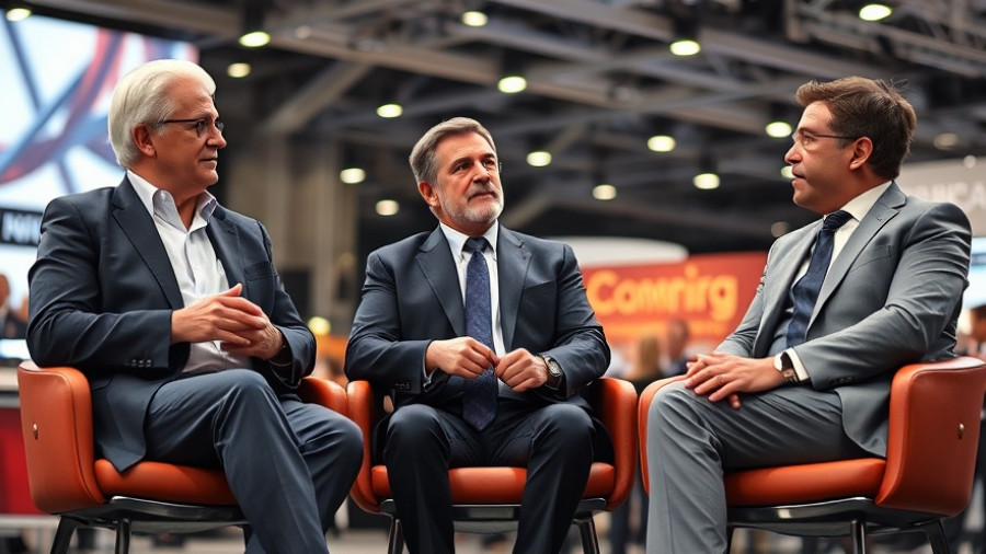 Industry experts discussing trends at NeoCon 2023 on stage.