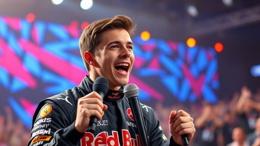 Max Verstappen Formula 1 racer speaking at an event