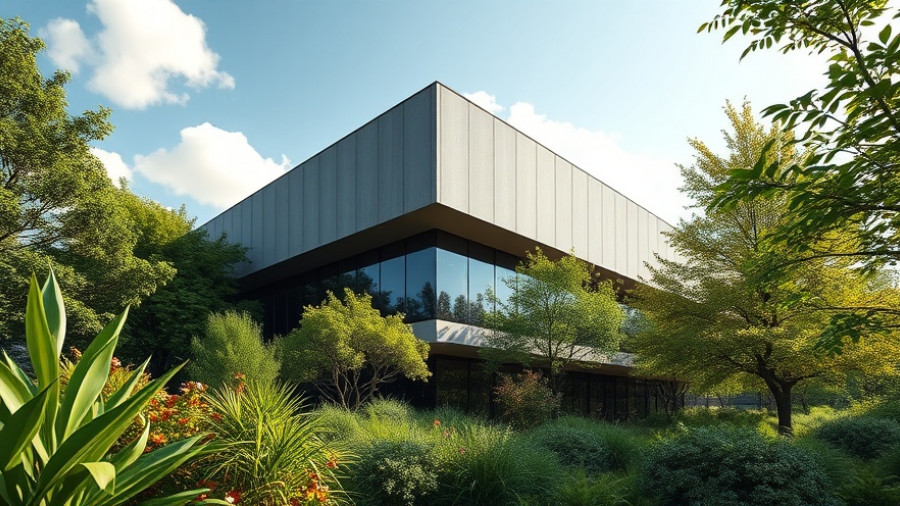 Modern Tagaytay City Hall architecture above trees in daylight.