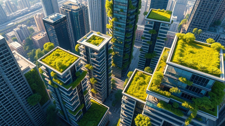 Sustainable construction in NYC with green skyscrapers.