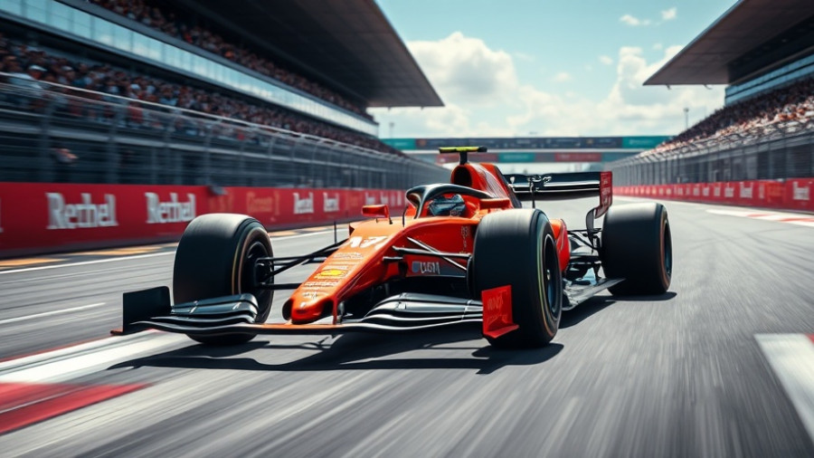 Dynamic Formula 1 car on track at Mexico City Grand Prix Practice.