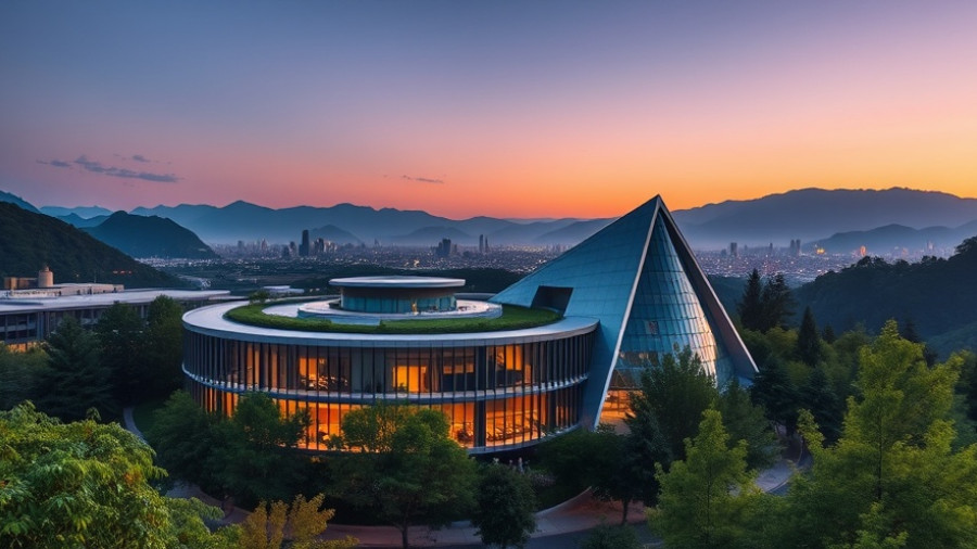 Modern architecture amidst nature, cultural heritage architecture theme