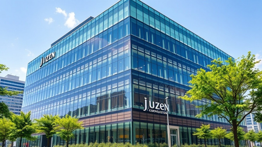 Juzen Chemical Corporation Headquarters, modern building design with greenery.