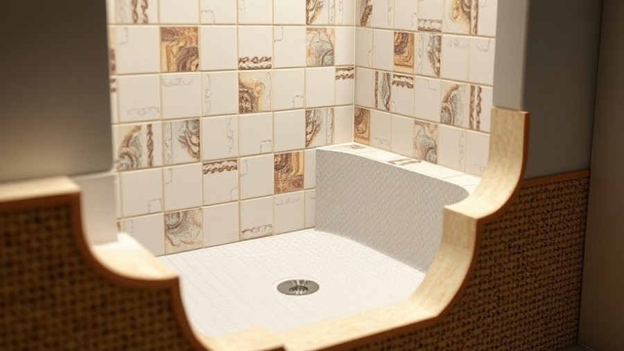 LATICRETE HYDRO BAN expansion in bathroom cutaway view.