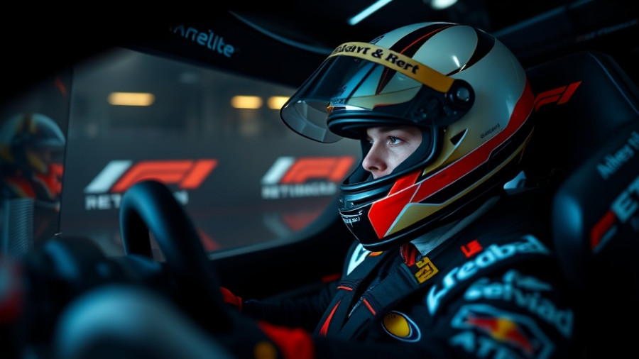 F1 driver in simulator cockpit for role of F1 simulator training.