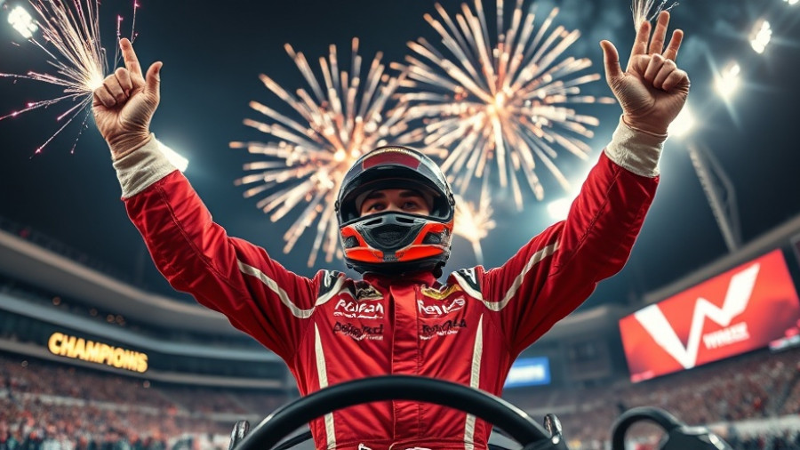 Jesse Love celebrates NASCAR Xfinity championship under fireworks.