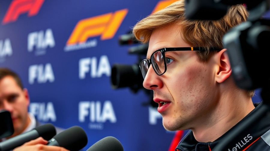 Rafael Camara engaging with media at Formula event backdrop.