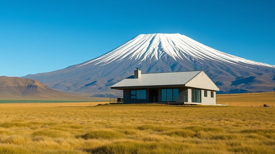Sustainable architecture Chile house with mountain backdrop.