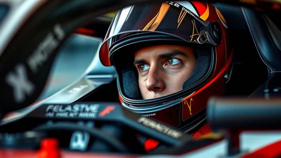 Formula One driver ready for championship battle inside car.