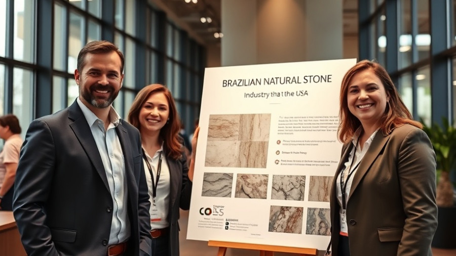 Professionals at Brazilian stone industry event in the USA.