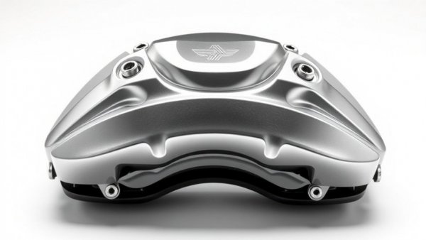 High-performance sleek metallic brake caliper for racing.