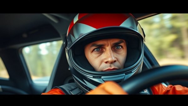 Determined rally driver in action, World Rally Championship title.