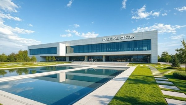 Modern architectural Houston Ismaili Center Design with reflecting pool