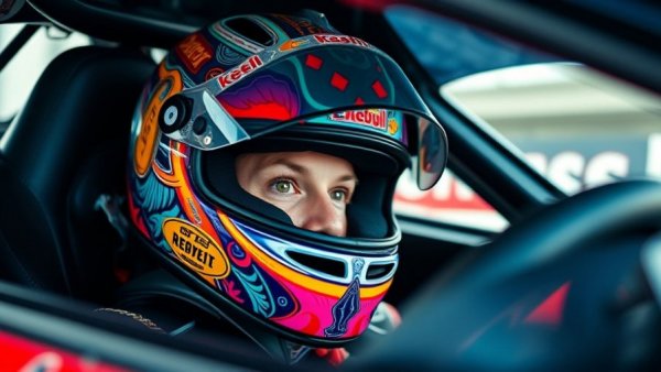 Norris Sprint Pole race car driver in vibrant helmet, ready to race.