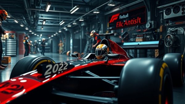 Red Bull's F1 car in garage during dismal day at São Paulo