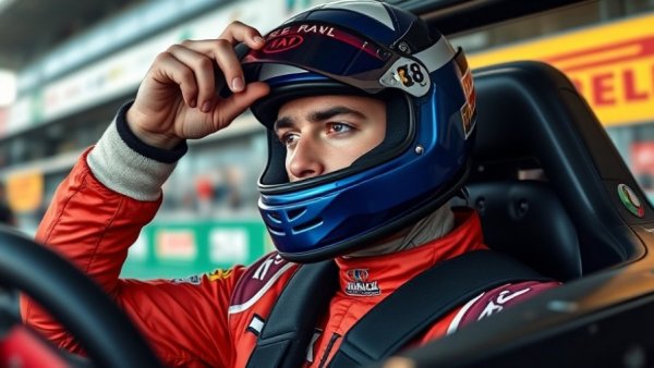 Formula One driver adjusting cap at Sao Paulo race event.