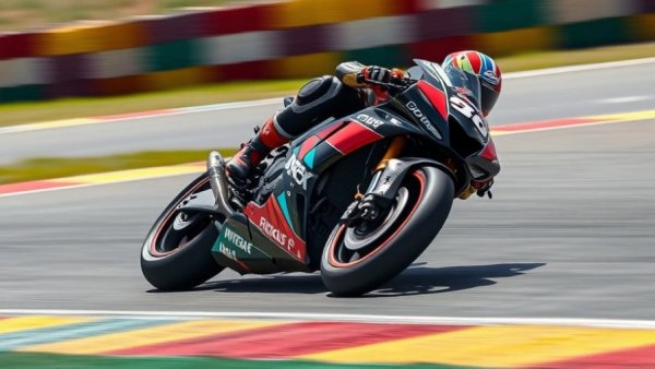 Exciting MotoGP race scene showcasing a racer on a colorful track, capturing the thrill of losing MotoGP concessions.