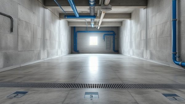 Concrete room with drainage system, highlighting concrete joint failure prevention.