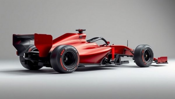 Sleek modern formula one car side profile, red and gray design