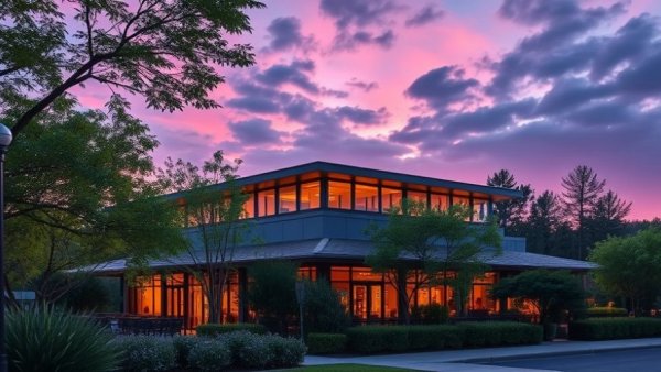 K's Verandah Restaurant Ahmedabad with lush greenery and twilight sky.