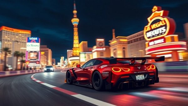 Las Vegas Grand Prix practice results: Race car on city circuit.