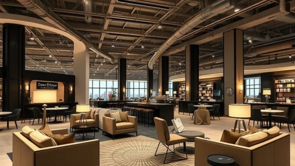 Contemporary boutique hospitality design with elegant lounge area