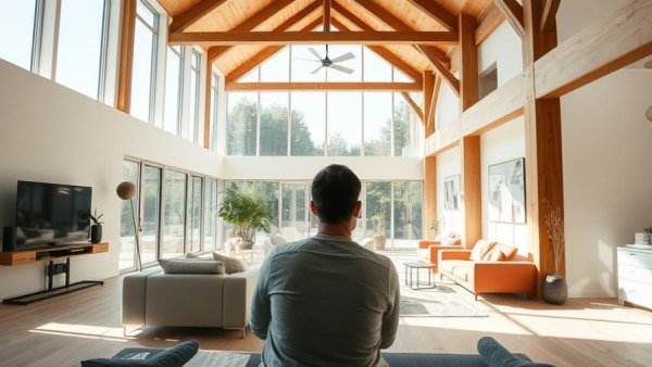 Adaptive reuse in architecture: Bright interior space with modern design.