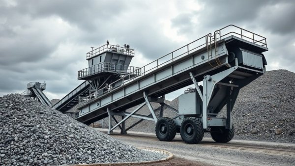 Industrial screening plant for microsurfacing contractors with gravel piles.