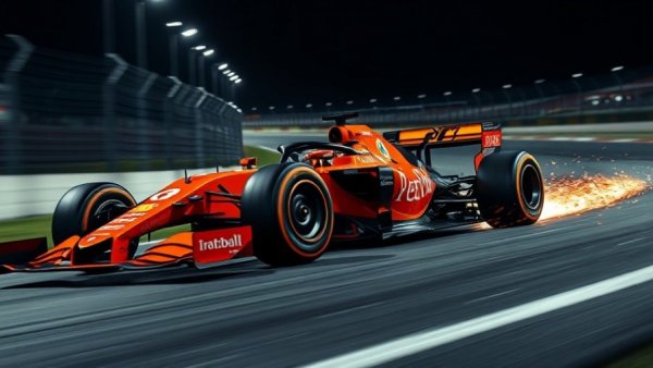 Formula 1 car racing at night sparks fly - Championship Update.