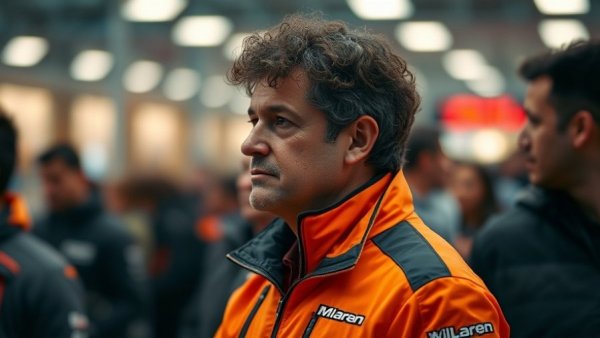 Middle-aged man in McLaren jacket at a formula one event