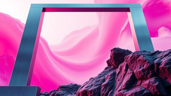 Innovative architectural frame technology in futuristic abstract setting.