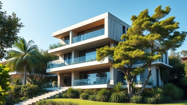 Modern Wat Bo House architecture surrounded by lush greenery.