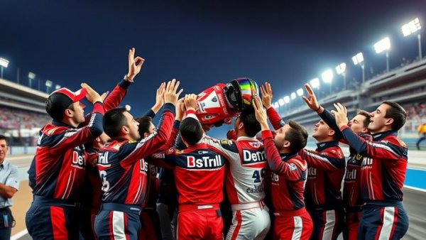 Red Bull team celebrating victory in title race