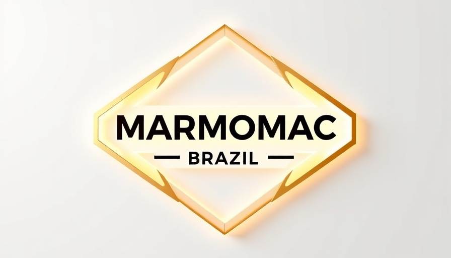 Marmomac Brazil expansion logo with 3D geometric design