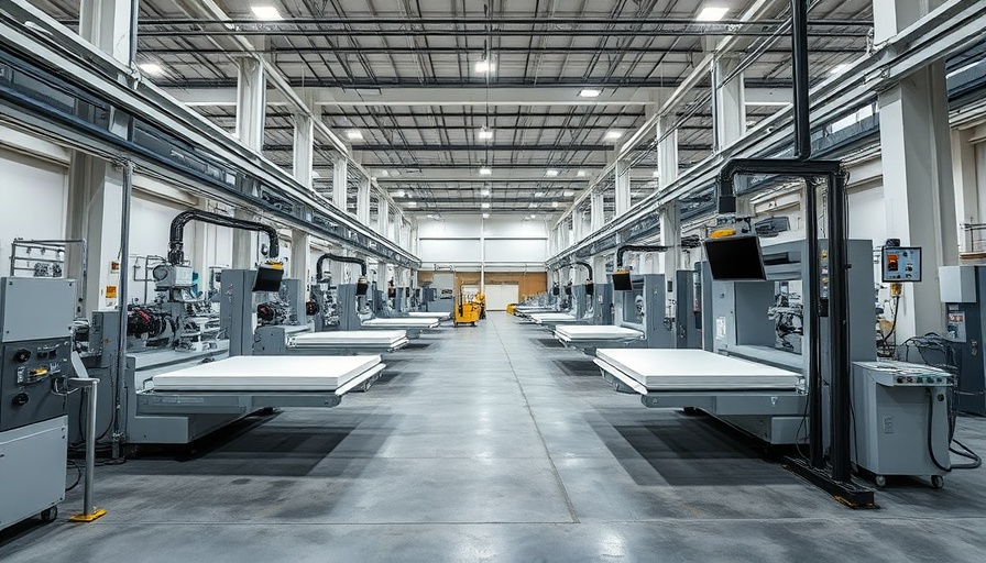 Automated fabrication machines in a factory, showcasing modern technology and efficiency.