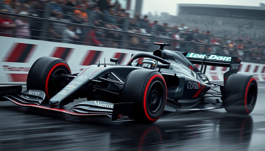 Aston Martin F1 car speeds through pit lane amid rumors of George Russell joining.