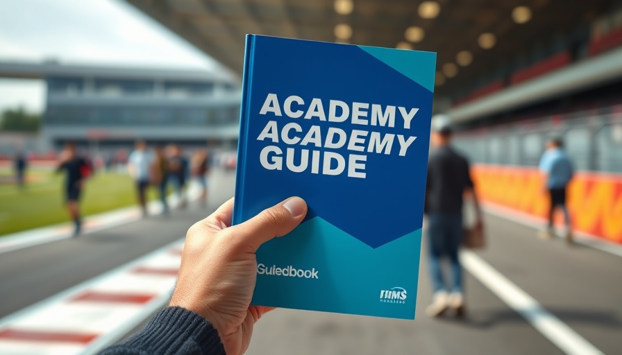Driver Development Guide booklet held at a racing track.