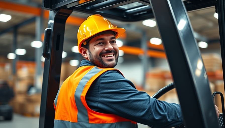 Forklift operator in safety gear during driver coaching session.