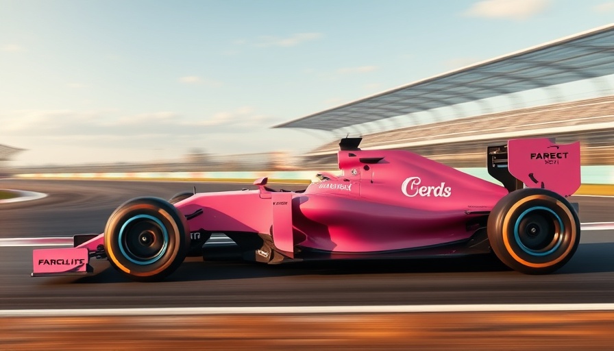 Pink and blue Formula 1 car racing on track highlighting F1 sprint rules.