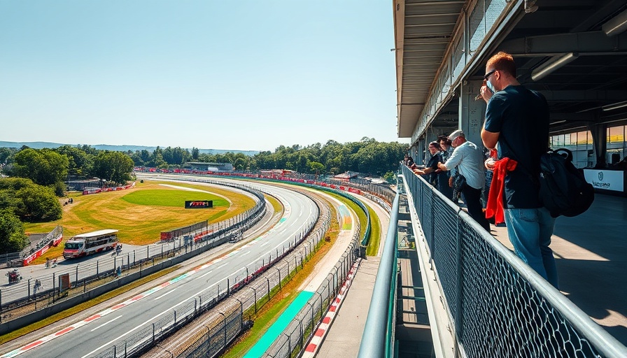 Formula 1 elevation effects at track with spectator.