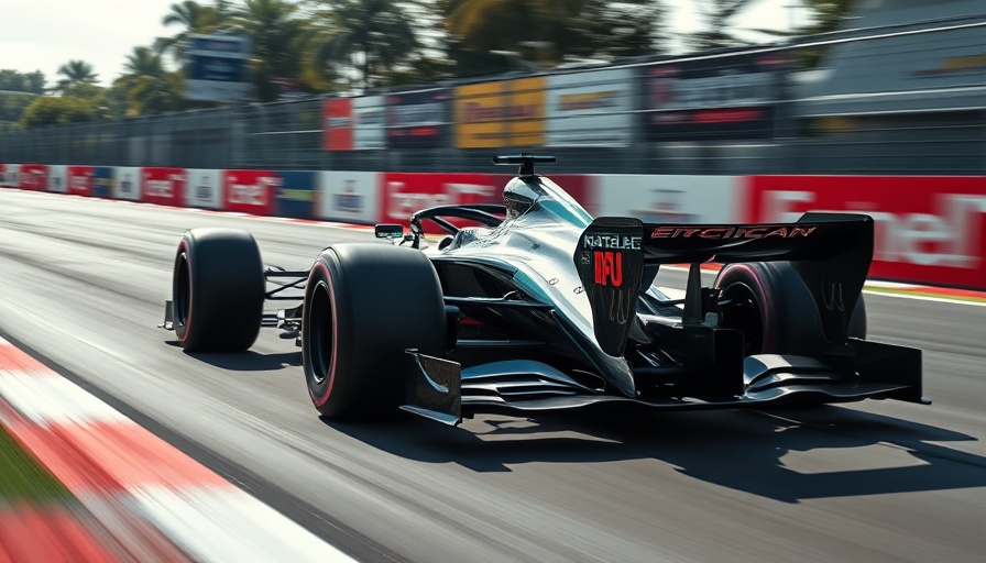 Formula One car showcasing suspension upgrade on race track.