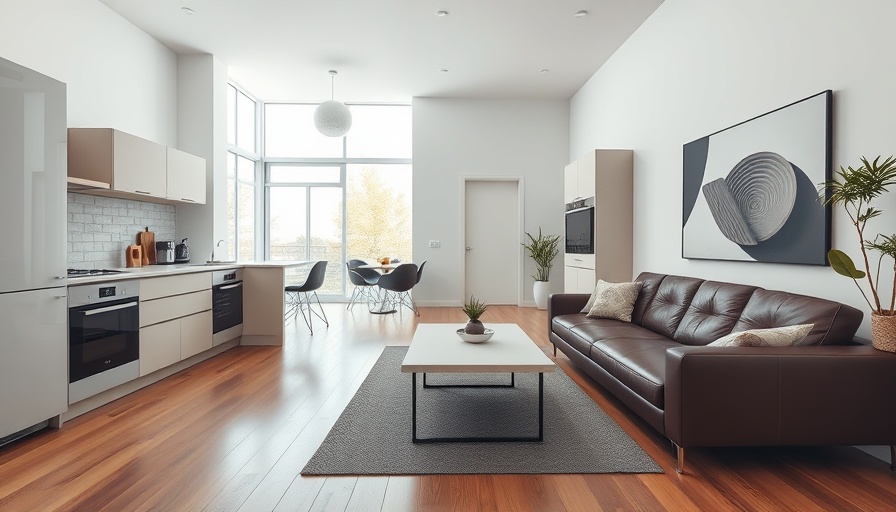 Modern interior of Sky Migratory Bird Observatory Residence showing kitchen and living area.