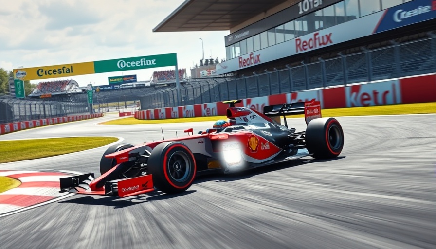 Formula 1 car on racetrack curve, F1 simulator box London.