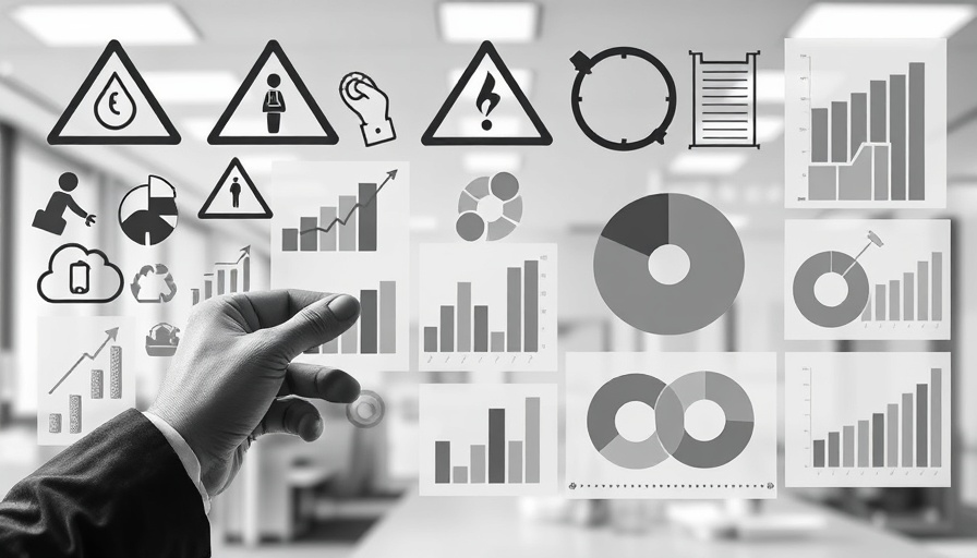 Collage of OSHA injury data symbols and charts in black and white.