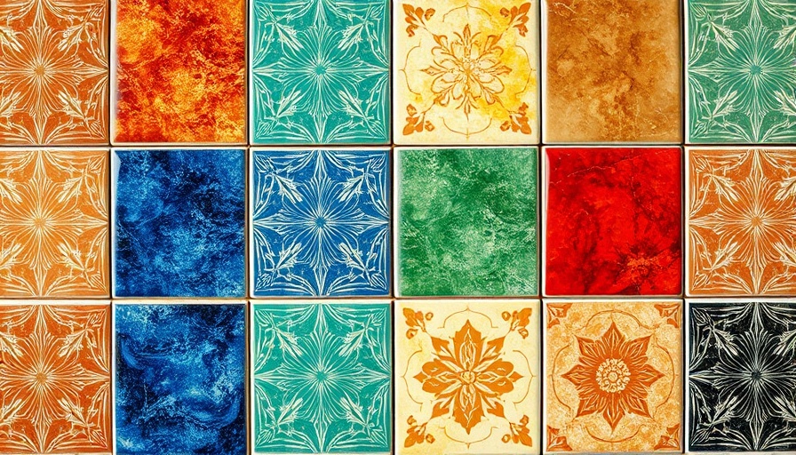 Colorful geometric ceramic tiles showcasing miniature architectural design.