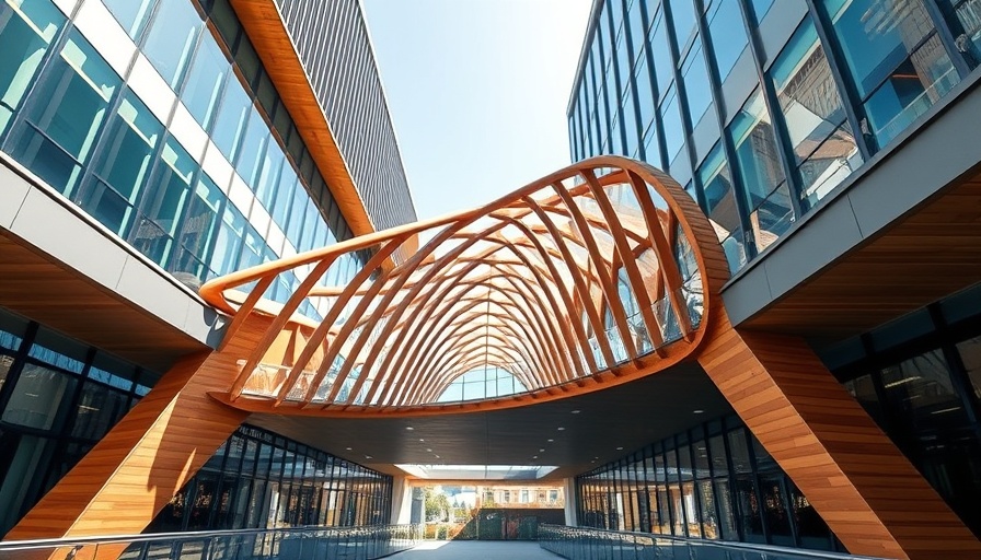 Sustainable architecture in Yokohama featuring modern wooden bridge.
