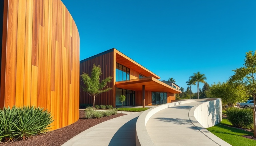 Link House architecture design with wooden ramp and garden.