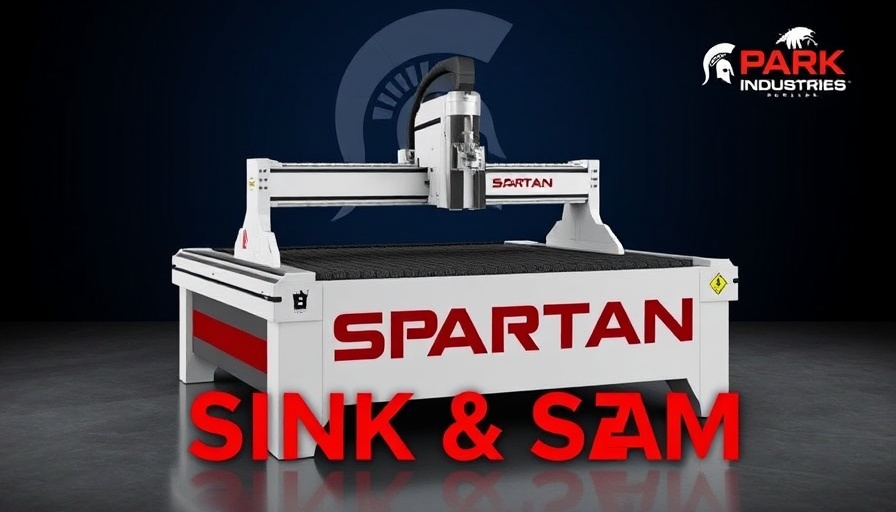 Modern SPARTAN Sink & Seam CNC Router with Spartan motif branding.