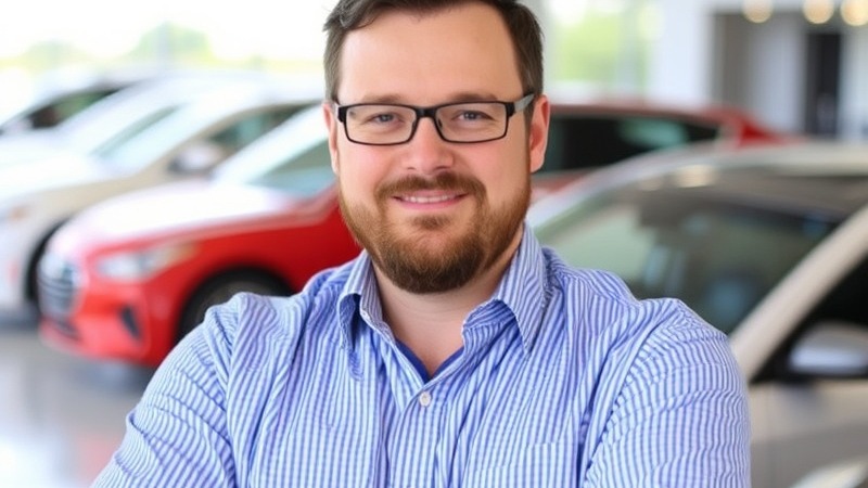 F & I Manager at a car dealership explaining financing options.