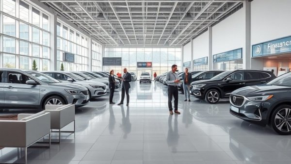 Modern car dealership showcasing automotive finance services.